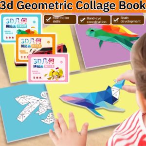 【Brain training】3d Geometric Collage Book Three-Dimensional Puzzle Childrens DIY Handcraft Material Kit