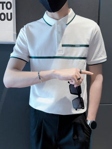 Short Sleeve Polo Shirt Mens Casual Turn-down Collar T-shirt White New 2025 Fashion Urban Style Cotton Polyester Blend Summer Top