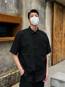 Cleanfit Casual Minimalist Pure Color Heavy Weight Pure Cotton Shirt Short Sleeve Mens Loose Half-Length Sleeve Versatile Shirt Coat Fashion