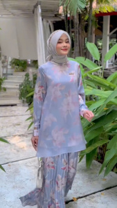 MDLY Baju setelan wanita muslim/One Set Rok Motif Floral/Setelan Feinine/Deeyah Set by MDLY