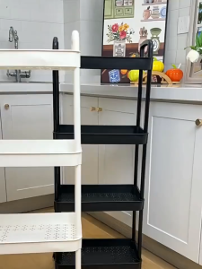 <𝙇𝒂𝙯𝑺𝙜𝑴𝙖𝒍𝙡> Home Storage Trolley 3/4/5 Tiers Kitchen Multipurpose Organizer Handle Basket Rolling Utility Cart Snack