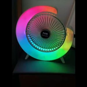 พัดลม+โคมไฟ แสงส่องสว่าง ปรับได้ 3 ลมแรง3เท่า แบตเตอรี่ในตัว USB แบบตั้งโต๊ะ พกพาสะดวก