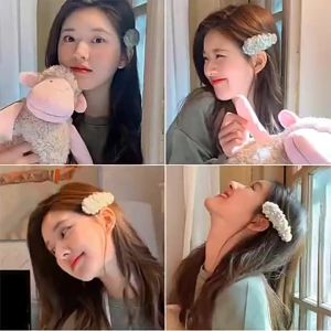 Set 5 Kẹp Tóc Mái Trước Phủ Lông Nhung Màu Kẹo Dễ Thương Phong Cách Hàn Quốc Cho Nữ