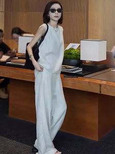 เสื้อกั๊กแขนกุดสีพื้นสไตล์เกาหลีสำหรับผู้หญิงในช่วงฤดูร้อนปี 2024 เสื้อคลุมแบบสวมหัวหลวมๆ สบายๆ สำหรับผู้หญิง