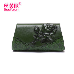 SIFULUN | Túi Clutch Da Đúc Vintage Dung Lượng Lớn