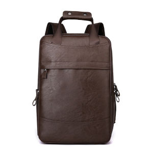 Leather Backpack for Men Casual Business Travel Sports 15 Inch Computer Bag Double Shoulder Bag Modern Neutral Style Waterproof