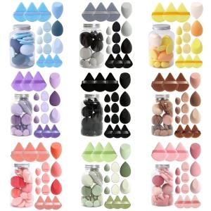 15Pcs Makeup Sponge Set with Jar / Soft Makeup Puff / Foundation Sponge / Concealer Beauty Egg / Dry & Wet Dual Use Blending Sponge / Powder Puff