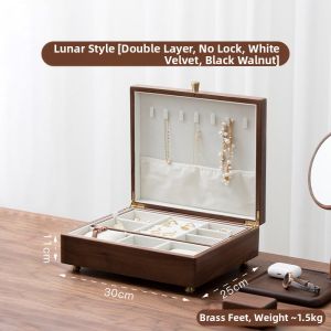 FANHAN | Solid Wood Double Layer Jewelry Storage Box With Lock Wedding Gift