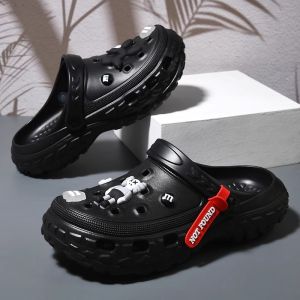 Casual Mens Summer Outdoor Sandals Anti-Slip Thick Bottom Beach Mens Slip-On Shoes Comfortable Breathable EVA Material