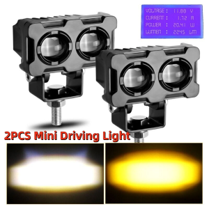 Mini Driving Light White+Yellow Fog Light Dual Color for Motorcycle Headlight MDL Car