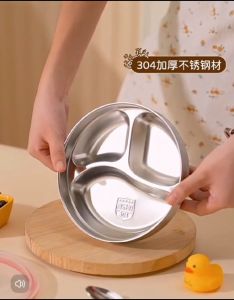 OHHDEER 304 Stainless Steel Lunch Box Childrens Meal Rice Tray Double Layer Partition Lunch Box