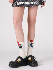 Trendy Shark Pants Matching Cute Socks Womens Mid-Calf Cotton Blend Moisture Wicking Cartoon Print Socks for All Seasons