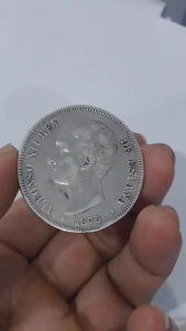 1875 5 Pesetas Big Coin Philippine Coin