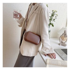 IN020# Irene Novy Simple Solid Color Shoulder Bag Fashion Versatile Double Pull Messemger Small Square Bag