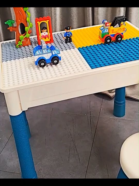 Meja Blok Bangunan Multifungsi Meja Belajar dengan Kursi Meja Bermain