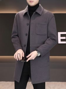 HENGYUANXIANG | Hengyuanxiang Mens Thickened Woolen Coat Fall Winter Fashion Urban Style Casual Long Sleeve Single Button Closure Coat