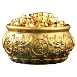 Solid Mini Gold Ingot Ornament for Wealth Pot & Office
