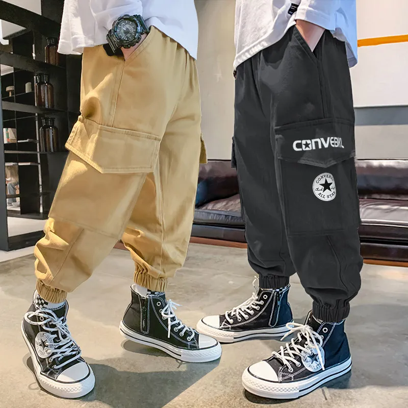 New Cargo Pants for Kids Boys Teens Wide Leg Jogger Pants 3-16 years old  Four Pockets Casual Pants Maong Jogger Pants Cotton Soft Korean Style  Fashion