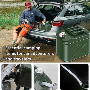 Gasoline Tank Gas Container with Nozzle Metal Water Container Fuel Tank Thickened Gas Oil Tank Portable Gas Gallon Container Large Capacity 5/10/20/30L Storage Tank with Handle for Travel Outdoor Camping Car Spare