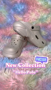 Hello Polo รองเท้าแฟชั่น กันน้ำ กันลื่น ระบายอากาศ Size 36-41 รุ่น HP8053 รัดส้นหัวโตมินิมอล