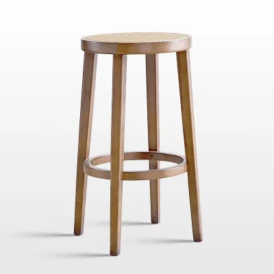 Creative Retro Solid Wood Bar Stool Leisure Rattan Chair