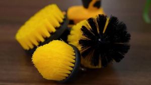 3pcs Car Electric Drill Brush Cleaner Kit Car Tires Nylon Brushes Round Cleaning Brush Suitable For Cars