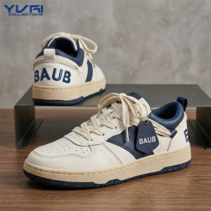 #QD05 Classic Heritage Sneakers | Premium Cream Leather & Navy Blue Accents