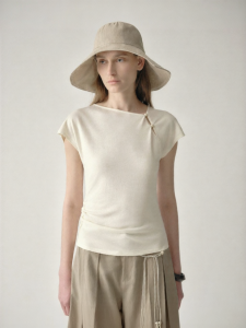 INSIS FEMME | Resort Beaded Series Tencel Linen Blend Summer Side Button T-Shirt