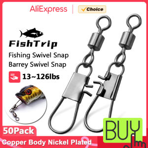 FishTrip Fishing Swivel Snap Rolling Swivel with Interlock Snap Stainless Steel Clip with Fishing Lure Quick Change Connector