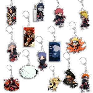 Bandai | For Naruto Sasuke Uchiha Kisame Hoshigaki Sasori Akasuna Hidan Acrylic Selfmade Cartoon Anime Keychain Pendant Toy Gift 5cm