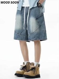 Wood soon | Vintage American Patched Washed Denim Shorts
