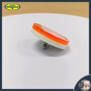 สีเหลือง แผ่นทับทิมสะท้อนแสง ทับทิมสะท้อนแสง ติดรถพ่วง รถบรรทุก ทับทิมสะท้อนกลม แป้นขาว ตราเพชร ไดมอนด์ (11-734)