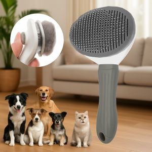 Dog Grooming Brush with Easy Clean Button Pet Massage Comb for Effective Detangling and Hair Removal Suitable for Dogs