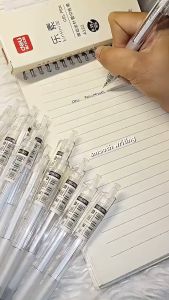 Deli A122 12Pcs Press Gel Pen 0.35mm Quick-Drying Black Writing Ballpen For School Office Supplies