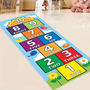 Hopscotch Game Cartoon Runner Mat for Kid Room Boy Girl Bedroom Bedside Mat Living Room Sofa Mat Playroom Fun Children Play Mat
