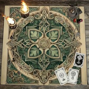 VIKAMA Celtic Art Design Tarot Wallpaper Altar Cloth Divination Prophecy Cards Game Party Supplies Home Decoration