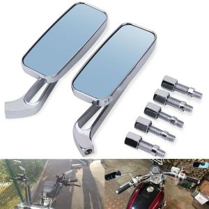 Black/Chrome Retro Motorcycle Side Mirrors Aluminum Alloy Universal 8/10MM Cruiser Chopper Moto Rear View Mirror For Harley Dyna