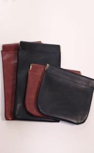 1pc/lot Leather Sunglass Storage Bags Shrapnel Mouth Automatic Closed Storage Bag For Pocket Money Charger Earphone Organizer