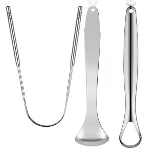 Dụng Cụ Cạo Lưỡi Bằng Kim Loại Cao Cấp Dành Cho Người Lớn Và Trẻ Em Bộ 1 Cái/3 Cái Bằng Thép Không Gỉ Di Động Để Loại Bỏ Vi Trùng Gây Mùi