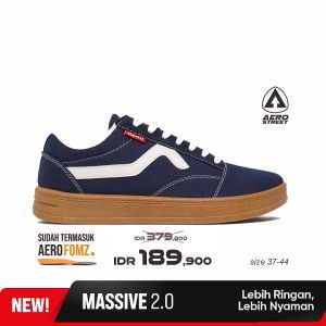 Aerostreet 37-44 Massive Low 2.0 Biru Tua Gum - Sepatu Sneakers Casual