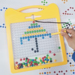 Magnetic Drawing Board for Kids Large Magnet Doodle Board with Dot Beads and 20 Pattern Booklets Montessori Educational Traveling Toy for 2 3 4 5 6 Year Old Boys Girls