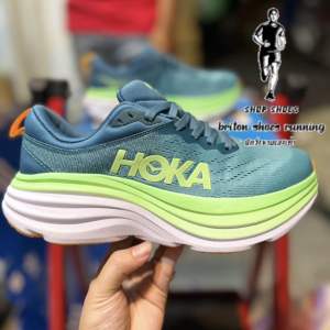 รองเท้าวิ่ง Hoka Bondi 8 สีมิ้น รองเท้าวิ่งถนนสายซัพพอร์ต หนานุ่ม มีอุปกรณ์พร้อมกล่อง