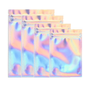 10pcs Holographic Ziplock Pouches Mylar Resealable Bags for Food Bead Jewelry Storage Small Businesses Packaging Supply Material