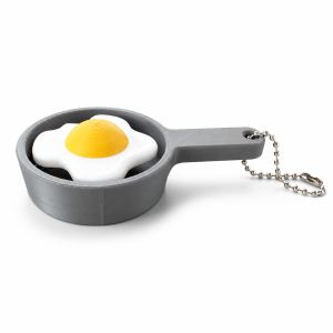 1pc 8.9cm Mini Frying Pan Fried Egg Fidget Keychain Eco 3D Printed PLA Sliding Press Food Shape Stress Relief Bag Pendant