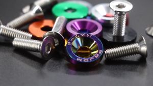 【Top-rated】 JD 2pcs Car License Plate Frame Bolt Mugen Motorcycle Auto Number Plate Frame Bolts Screw Titanium Blue Aluminum Waterproof Screws Automobile Exterior Accessories