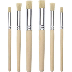 6/12pcs Wooden Stencil Brush Natural Bristle Wood Template Art Paint Brushes for Acrylic Oil Watercolor Painting DIY Crafts