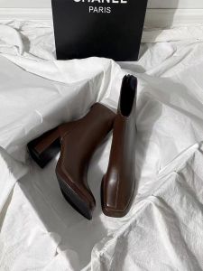 Giày Bốt Martin Cao Gót Đế Dày Lót Lông Cừu Co Giãn Cho Nữ Mùa Thu Đông Phong Cách Mới Giày Bốt Ngắn Chống Thấm Nước