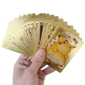 110 / 55 pcs Kartu Pokemon logam Pikachu Charizard Koleksi Kartu Pokemon Emas Pikachu Emas Inggris  Kartu Versi Inggris 55pcs Bahasa Inggris/ Set Mainan Kartu Pokemon