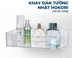 Khay dán tường Nhật trong suốt có kèm 2 miếng dán siêu dính hàng cao cấp việt nhật