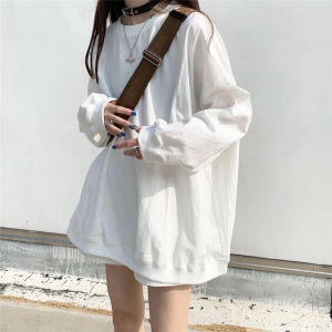 Áo Nỉ Dài Tay Rộng Rãi Màu Trơn Mùa Thu Phong Cách Hàn Quốc Cho Nữ Áo Khoác Ngoài Thời Trang Cho Học Sinh Áo Nỉ Thường Ngày